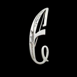 Vintage Sterling Silver Cursive Letter Initial E Pin Brooch 3.3g
